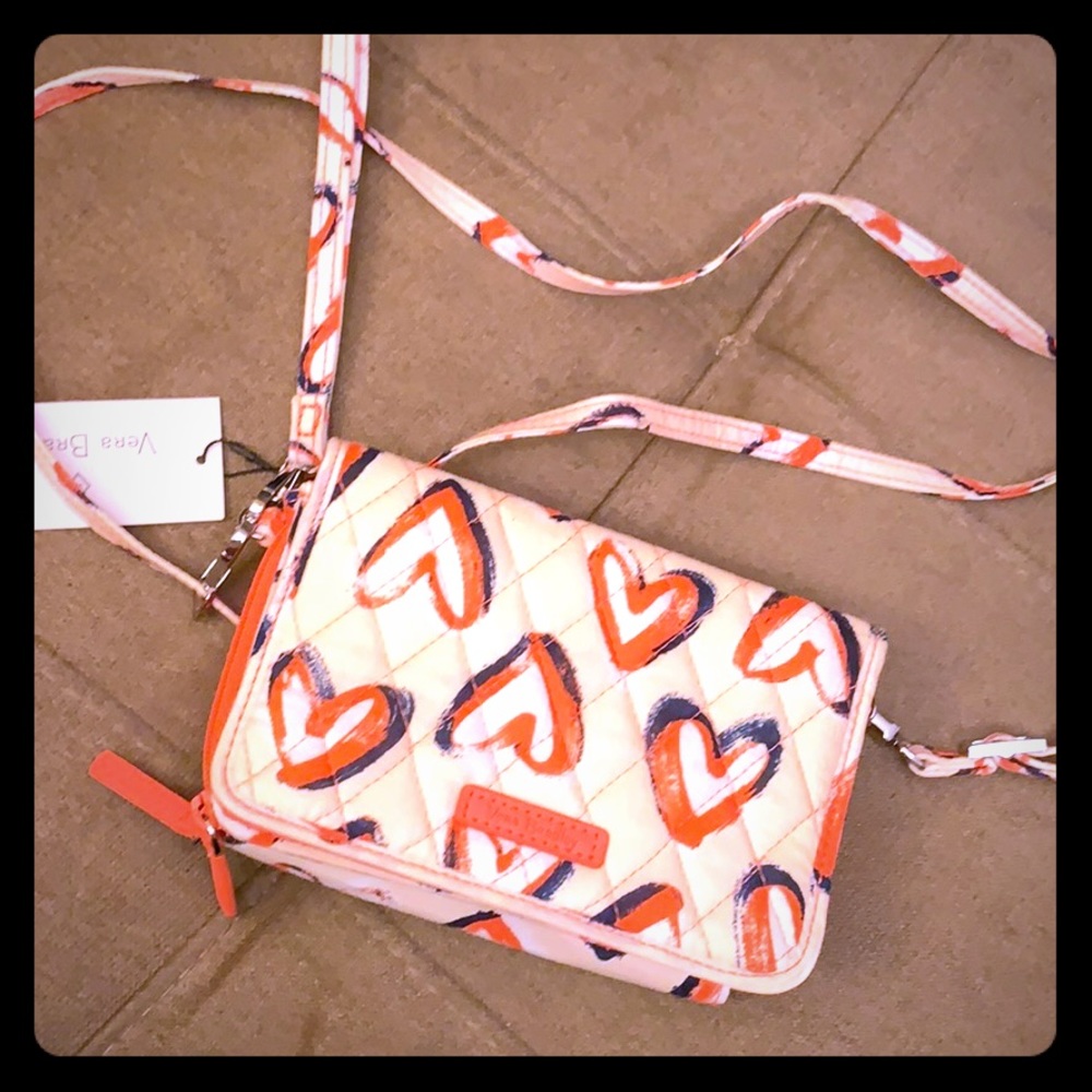 NWT Vera Bradley Hearts Pink RFID 3 in 1 crossbody